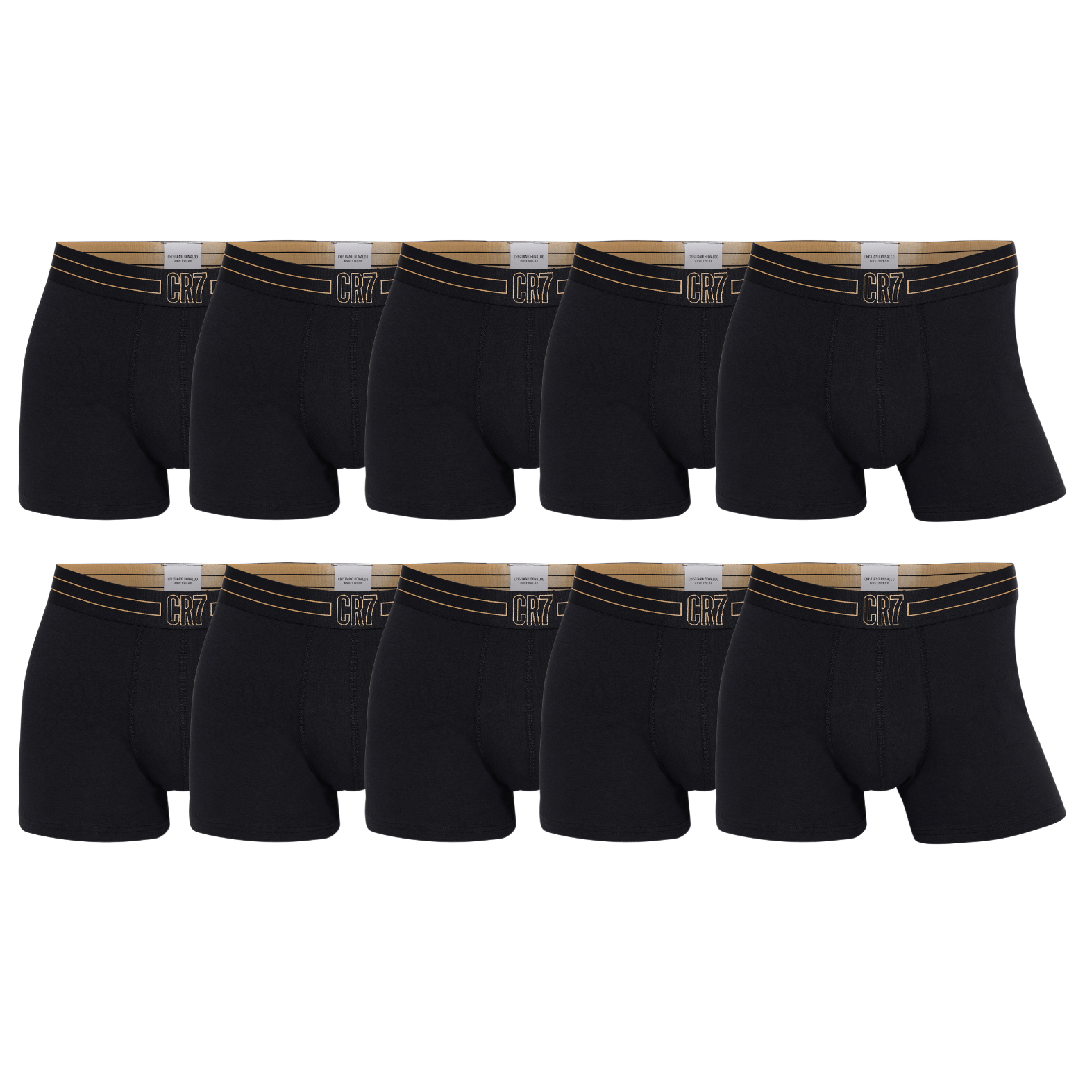 CR7 Boxers - Pack de 10 Homme (ceinture de taille noire et dorée)
