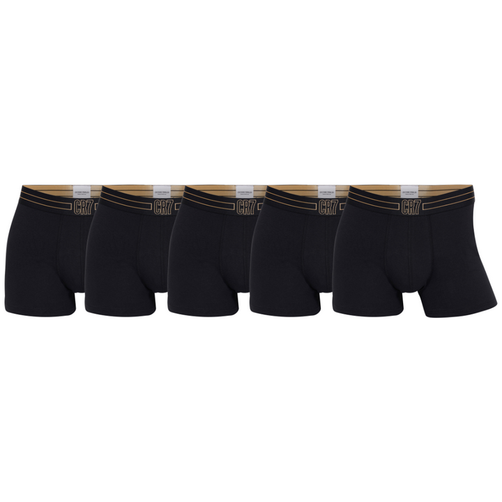 CR7 Boxer - Confezione da 5 Uomo (nero/con fascia in vita oro)
