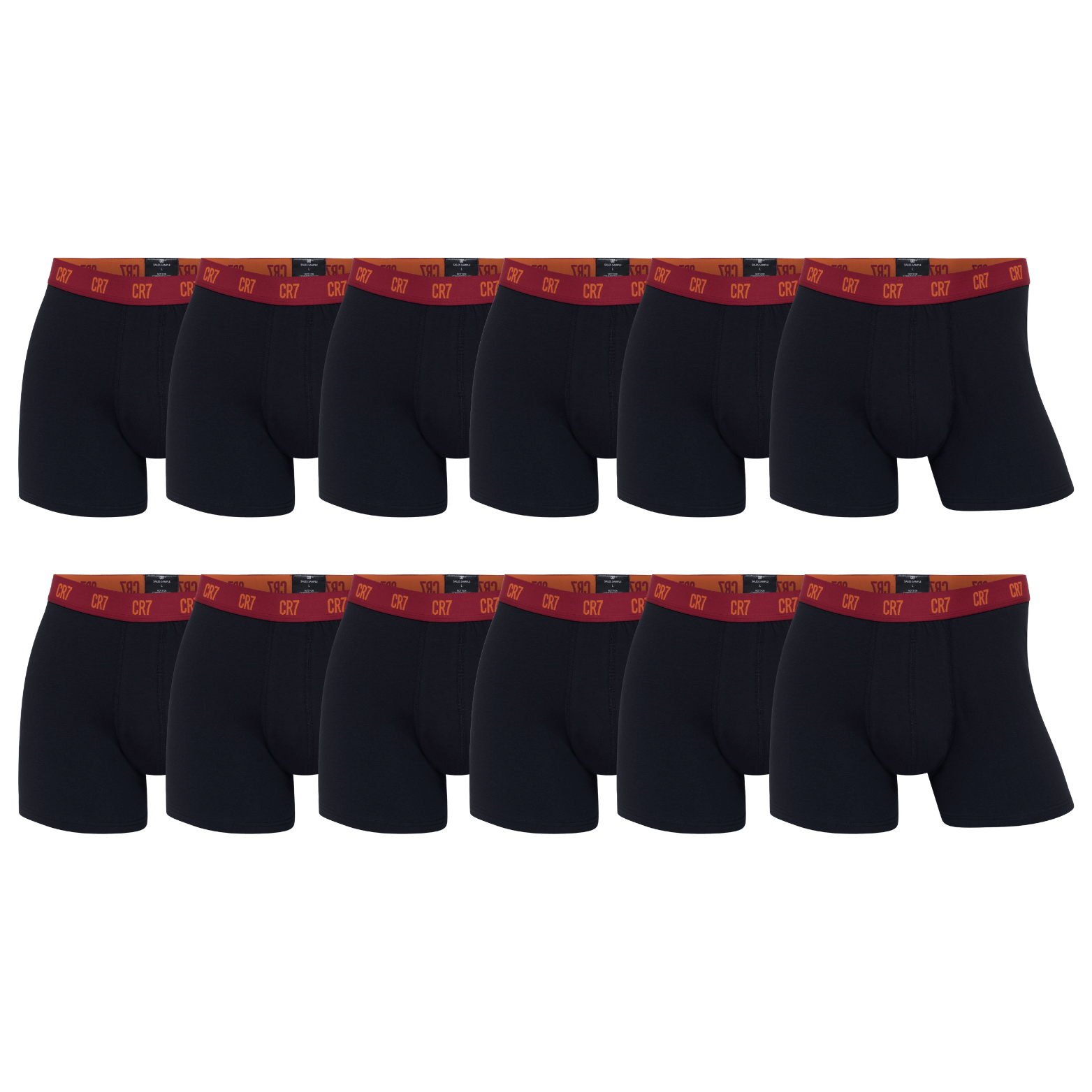 CR7 Trunks - 12 Pack Men (black/red waist band)