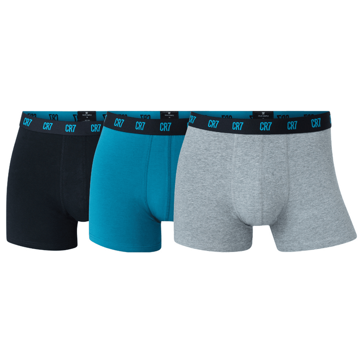 CR7 Trunks – 3 Pack Herren (mehrfarbig/blauer und türkisfarbener Bund)