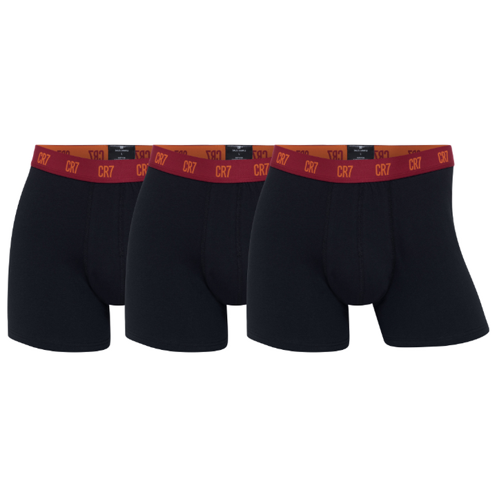CR7 Trunks – 3 Pack Herren (schwarz/roter Bund)