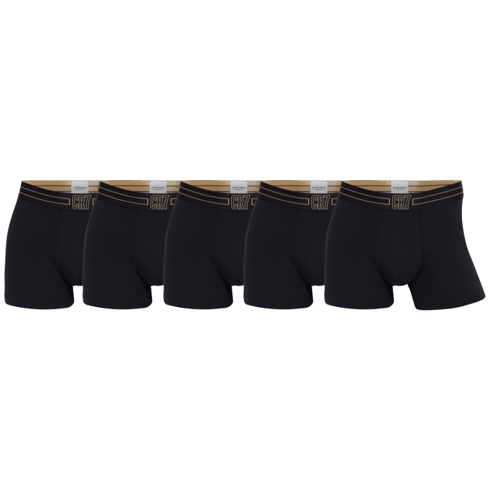 CR7 Trunks – 5 Pack Herren (schwarz/goldener Bund)