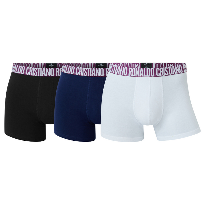 CR7 Trunks – 3 Pack Herren (mehrfarbig/lila Bund)