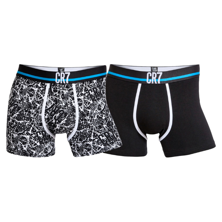 CR7 Trunks - 2 Pack Herren (schwarz Mix/türkis Bund) (XL)