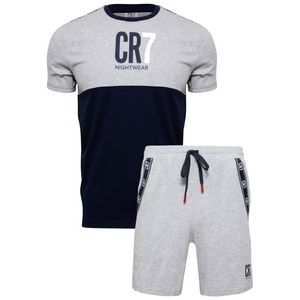 CR7 Pyjama kurz - Herren (hellgrau/dunkelblau)