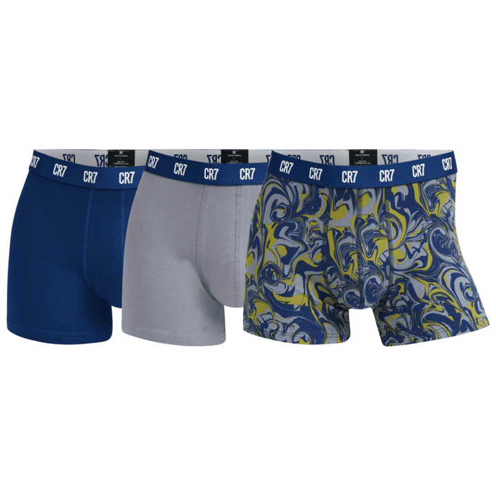 CR7 Trunks – 3 Pack Herren (mehrfarbig/blau-weißer Bund)