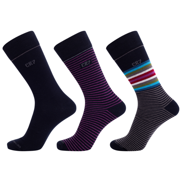 CR7 Socks - 3 Pack Men (black/stripes mix)