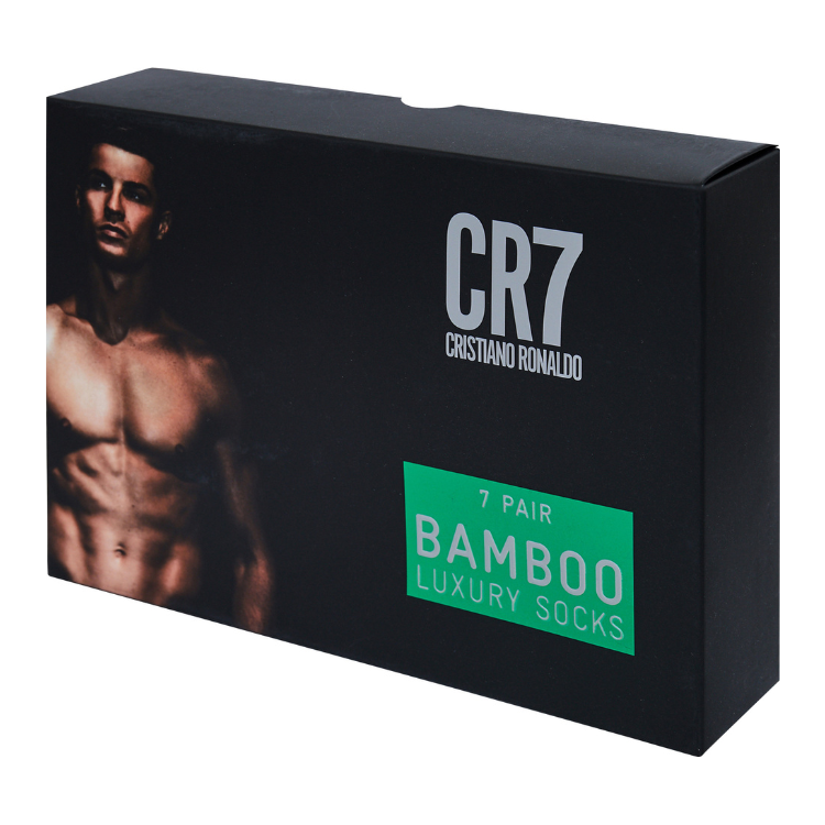 CR7 Chaussettes - Pack de 7 Homme Bamboo + Boîte (noir mix)